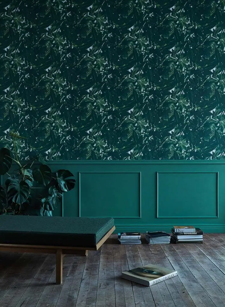 tapete-mit-blattmotiv-chestnut-leaves-raumbild Tapete mit Blättern Chestnut Leaves Raumbild