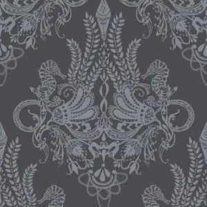 Ornamenttapete Syvämeri in dunklem stahlgrau