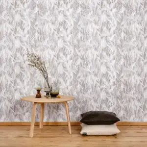 Naturtapete Ohra mit Getreidefeld in hellgrau, Raumbild