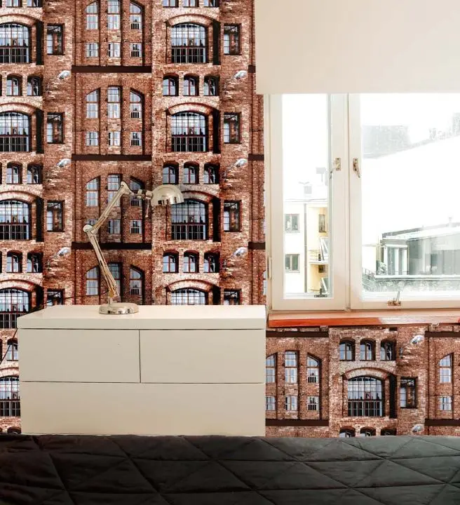 backsteintapete-pamino-braun-raumbild-2 Industrial Look Backsteintapete Pamino in Braun, Raumbild