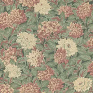 Decor Maison historische Blumentapete Dahlia Grün